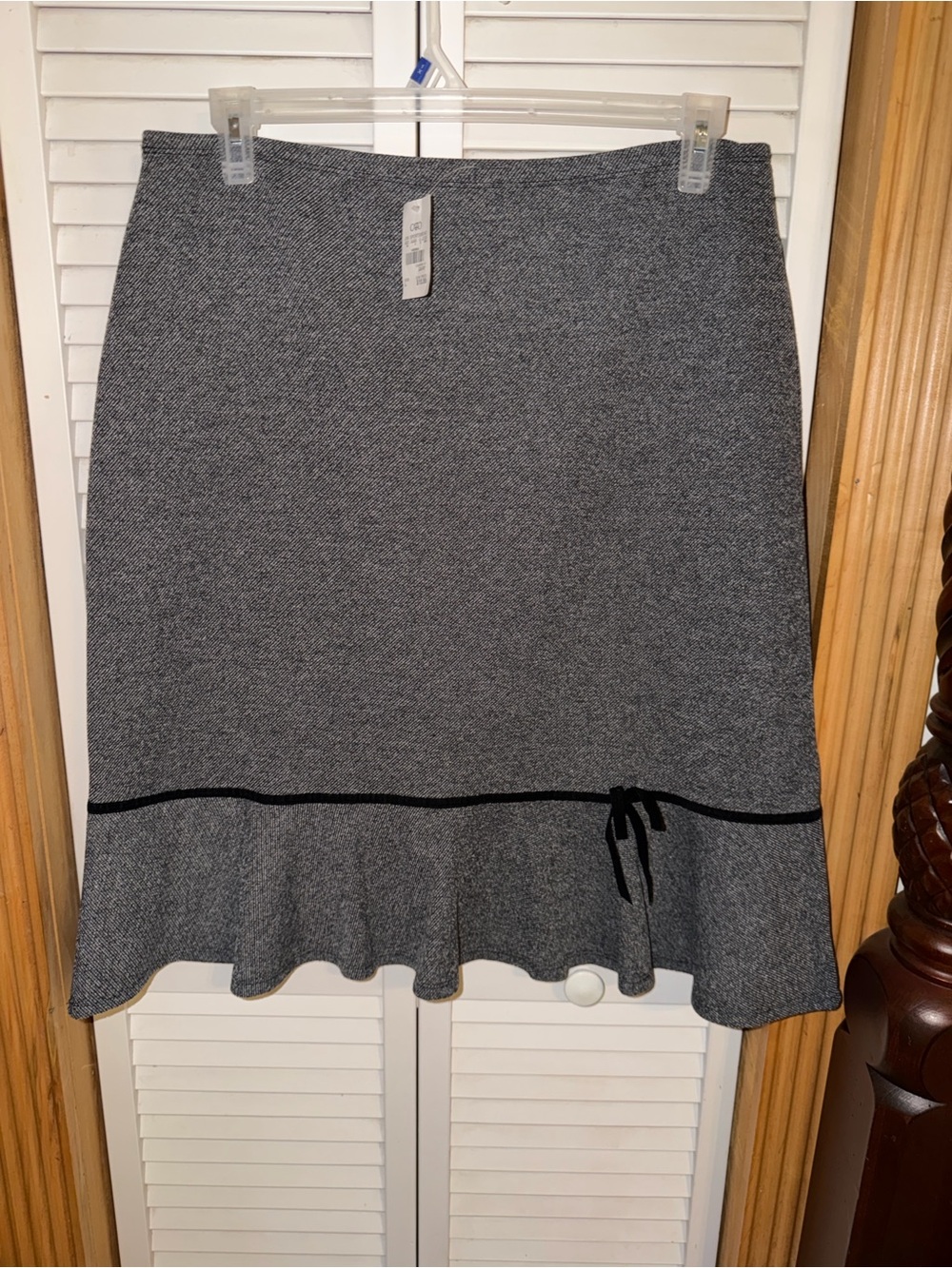 Cato Gray Knit A-Line Skirt with Black Accent